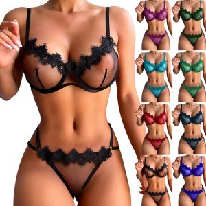 Lingerie sexy en maille et dentelle pour femme